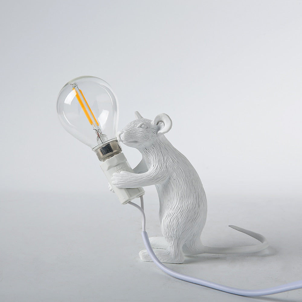 Cute Mouse Table Lamp with Realistic Resin Finish for Playful Room Decor Accents