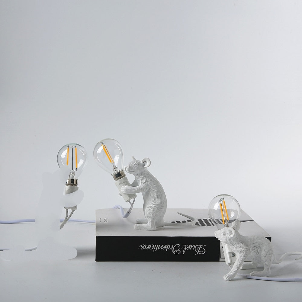 Cute Mouse Table Lamp with Realistic Resin Finish for Playful Room Decor Accents