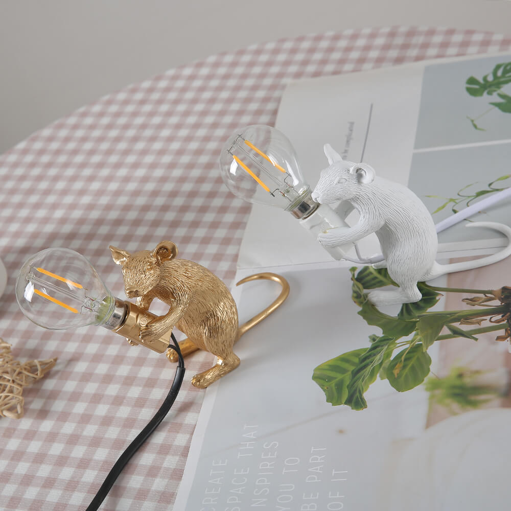 Cute Mouse Table Lamp with Realistic Resin Finish for Playful Room Decor Accents
