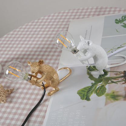 Cute Mouse Table Lamp with Realistic Resin Finish for Playful Room Decor Accents
