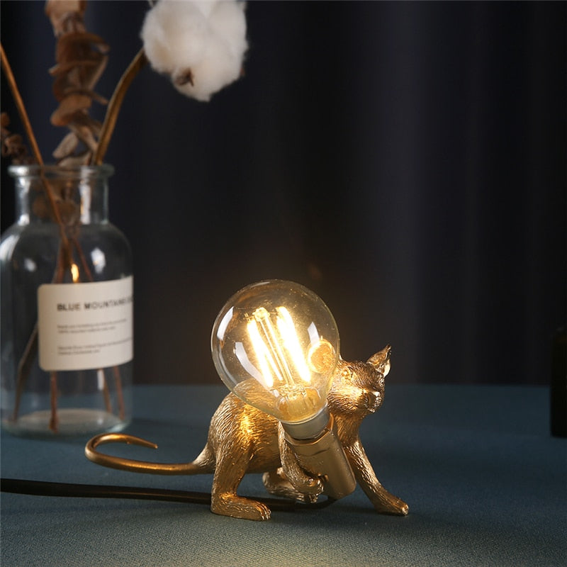 Cute Mouse Table Lamp with Realistic Resin Finish for Playful Room Decor Accents