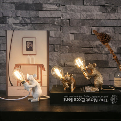 Cute Mouse Table Lamp with Realistic Resin Finish for Playful Room Decor Accents