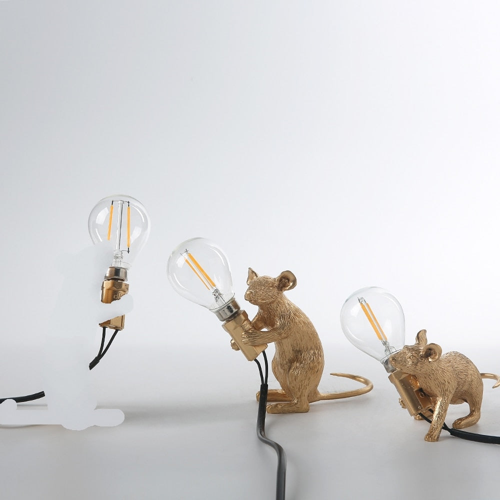 Cute Mouse Table Lamp with Realistic Resin Finish for Playful Room Decor Accents