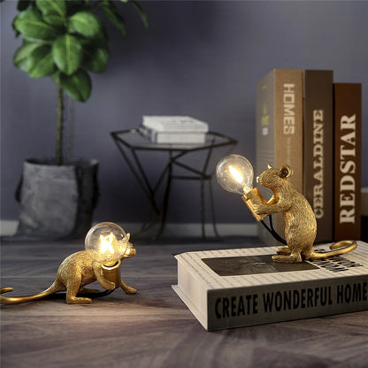 Cute Mouse Table Lamp with Realistic Resin Finish for Playful Room Decor Accents