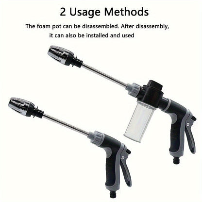 AQUAFORCE High-Pressure Garden Water Gun with Foam Cannon Attachment for Car Washing