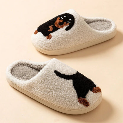 Dachshund Print Slippers for Women - Cozy Soft Cotton House Shoes, Warm Indoor Wear