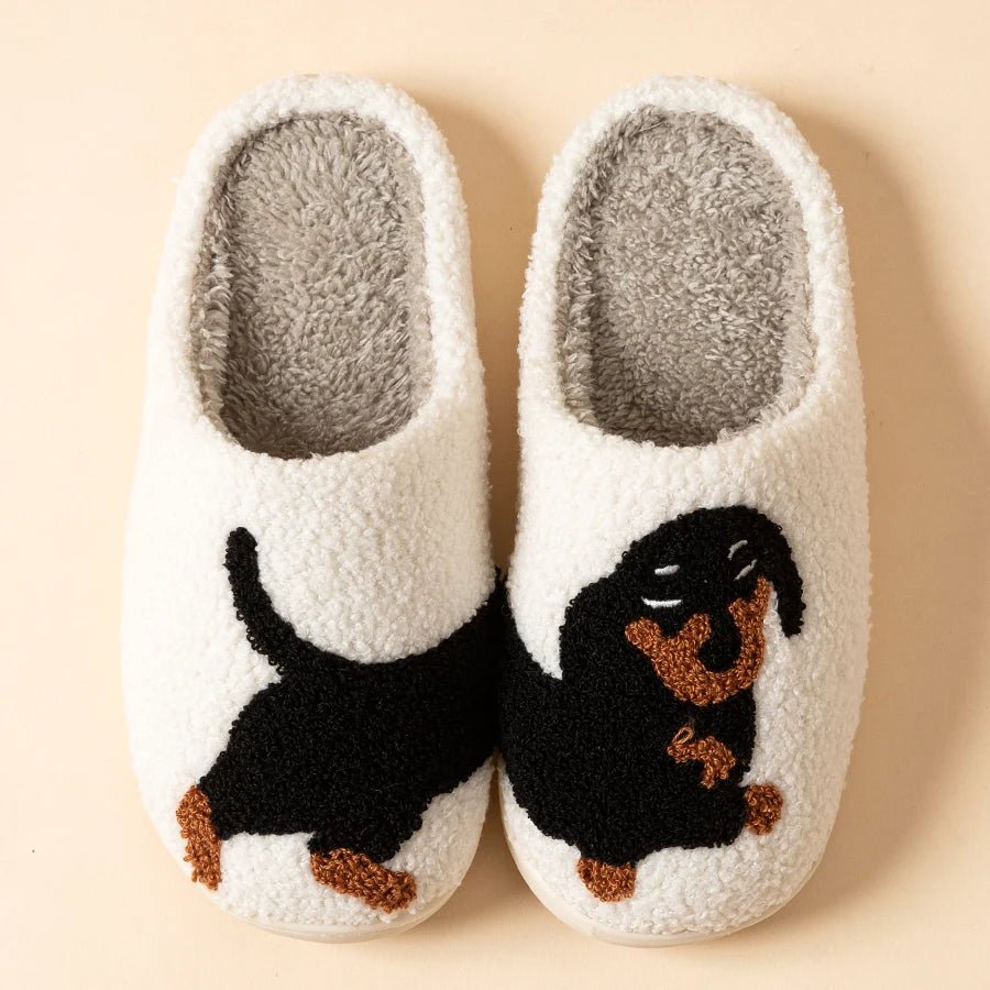 Dachshund Print Slippers for Women - Cozy Soft Cotton House Shoes, Warm Indoor Wear
