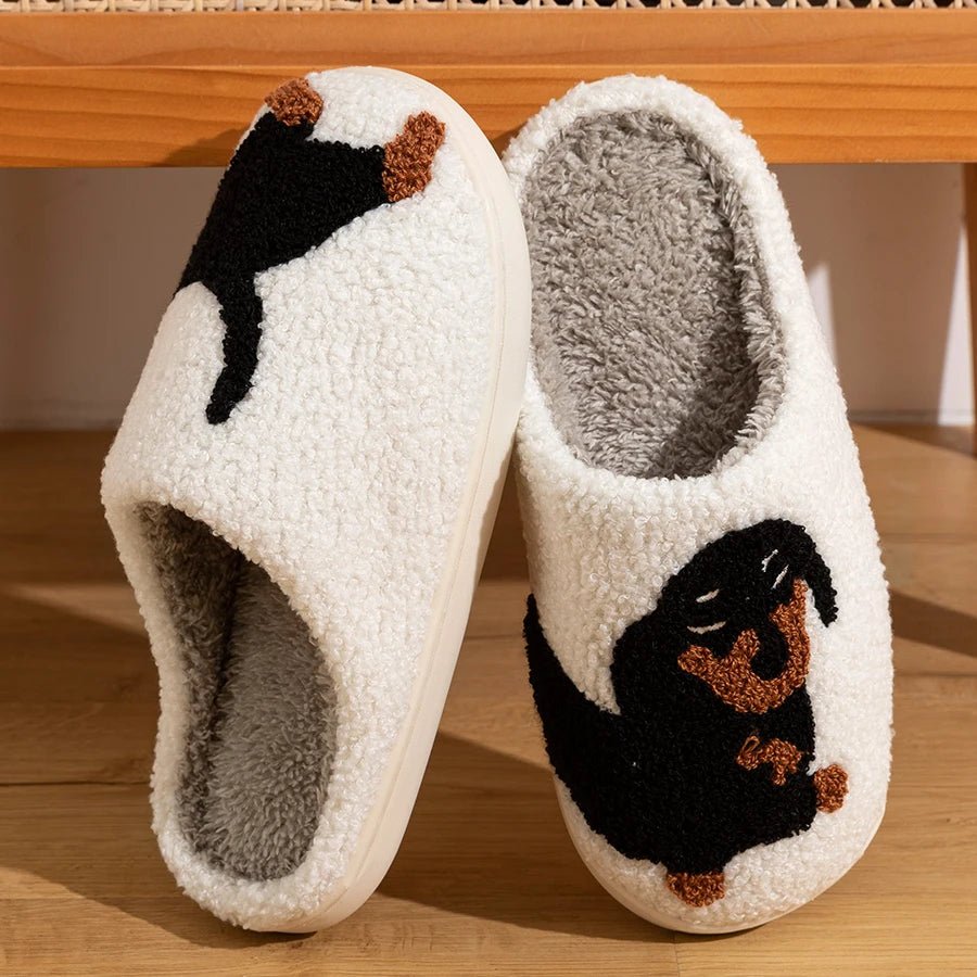 Dachshund Print Slippers for Women - Cozy Soft Cotton House Shoes, Warm Indoor Wear