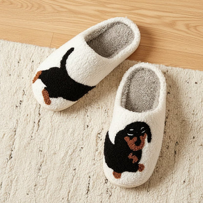 Dachshund Print Slippers for Women - Cozy Soft Cotton House Shoes, Warm Indoor Wear