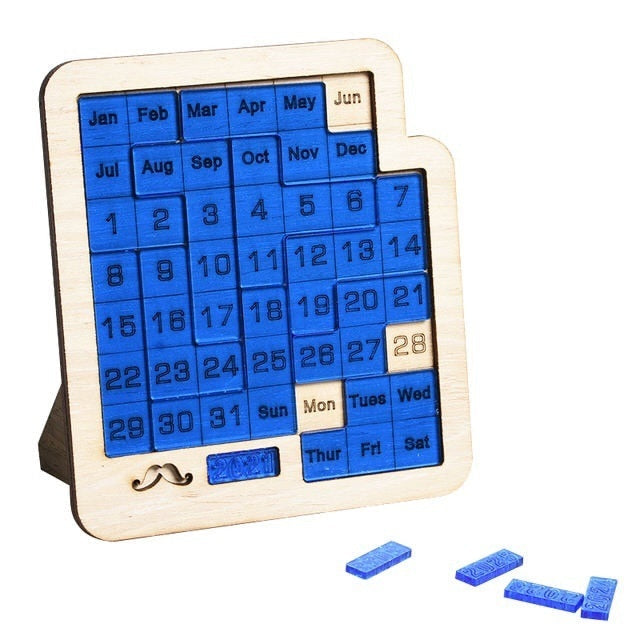 Daily Calendar Wooden Puzzle with 365+ Solutions for Brain-Training Family Fun Time