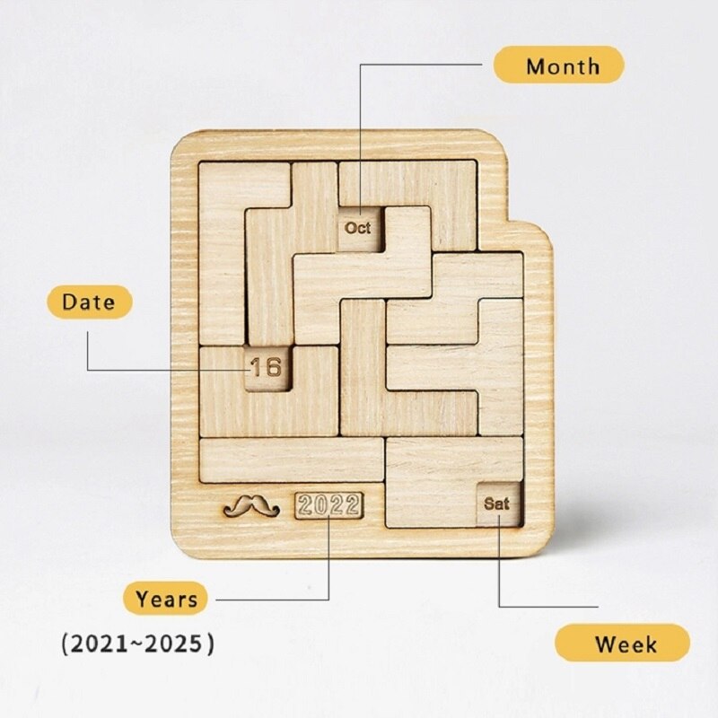 Daily Calendar Wooden Puzzle with 365+ Solutions for Brain-Training Family Fun Time