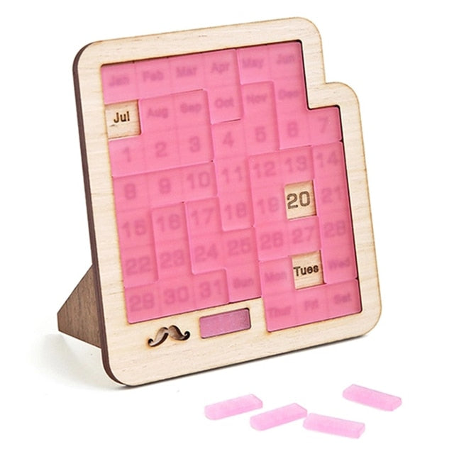 Daily Calendar Wooden Puzzle with 365+ Solutions for Brain-Training Family Fun Time