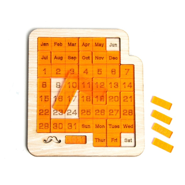 Daily Calendar Wooden Puzzle with 365+ Solutions for Brain-Training Family Fun Time