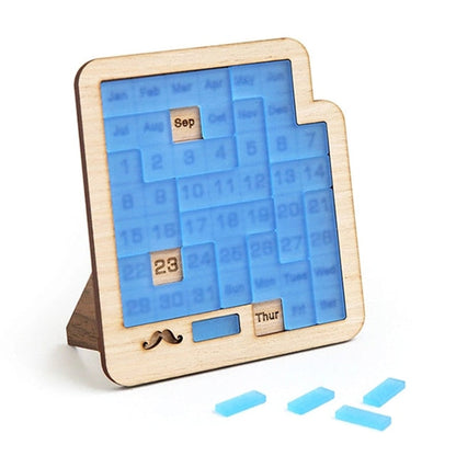 Daily Calendar Wooden Puzzle with 365+ Solutions for Brain-Training Family Fun Time