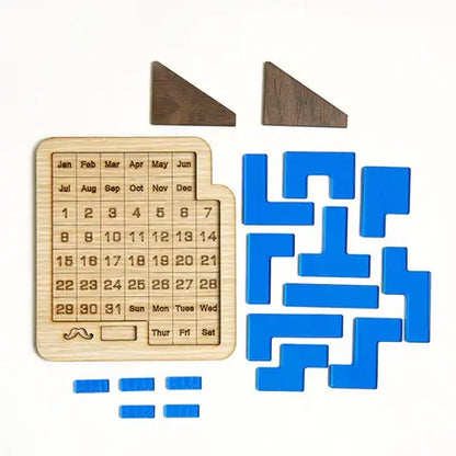 Daily Calendar Wooden Puzzle with 365+ Solutions for Brain-Training Family Fun Time