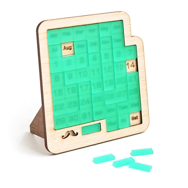 Daily Calendar Wooden Puzzle with 365+ Solutions for Brain-Training Family Fun Time