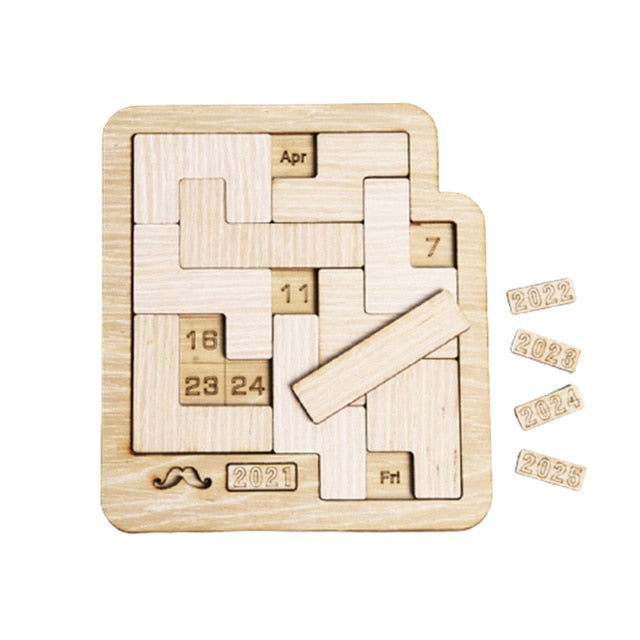 Daily Calendar Wooden Puzzle with 365+ Solutions for Brain-Training Family Fun Time