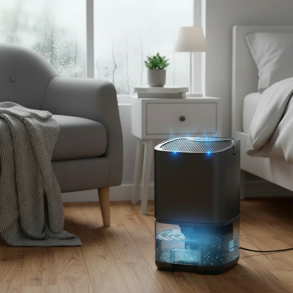 Compact Portable Home Dehumidifier with Quiet Operation & EU/US Plug Options Included