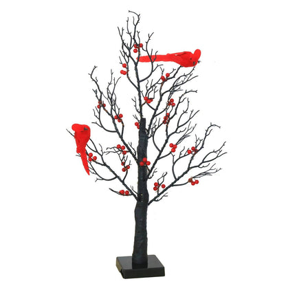 Battery Powered Glowing Cardinal Tree Copper Wire LED Lights Tabletop Christmas Decoration