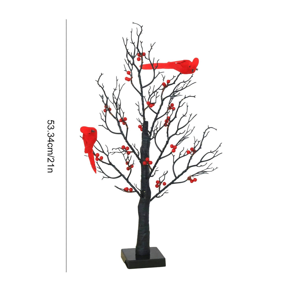 Battery Powered Glowing Cardinal Tree Copper Wire LED Lights Tabletop Christmas Decoration