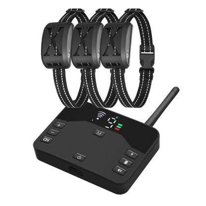 Wireless Dog Fence Collar System with 100 to 250 m Circular Boundary, Waterproof, Up to 3 Dogs