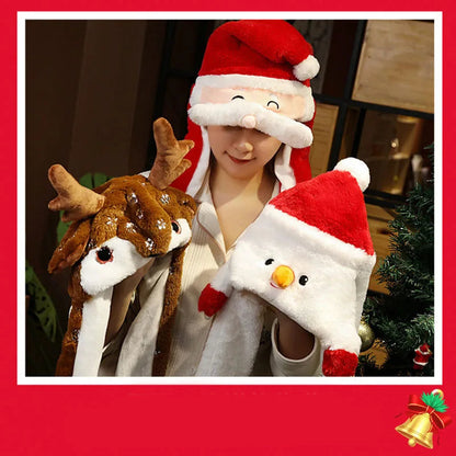 Plush Christmas Hat Party Accessory Soft Santa Hat with Thick Lining Reindeer Snowman Styles