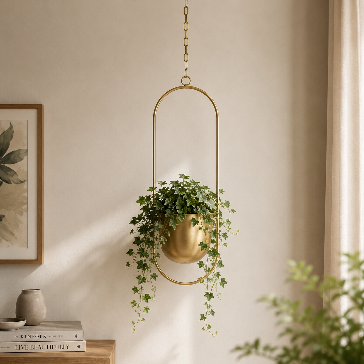 Hanging Iron Planter, Wall-Mounted Minimalist Plant Holder for Indoor Gardening