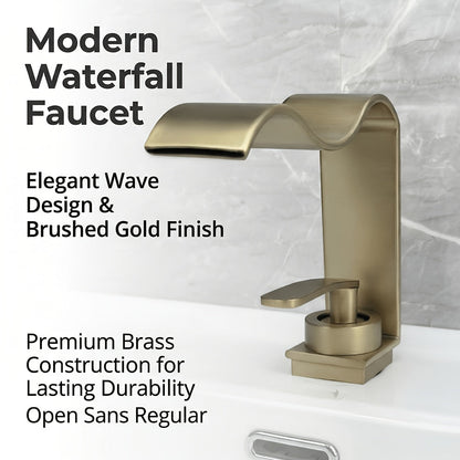 Brushed Brass Waterfall Basin Tap for Above Counter Sinks, Single Lever Mixer with Ceramic Valve