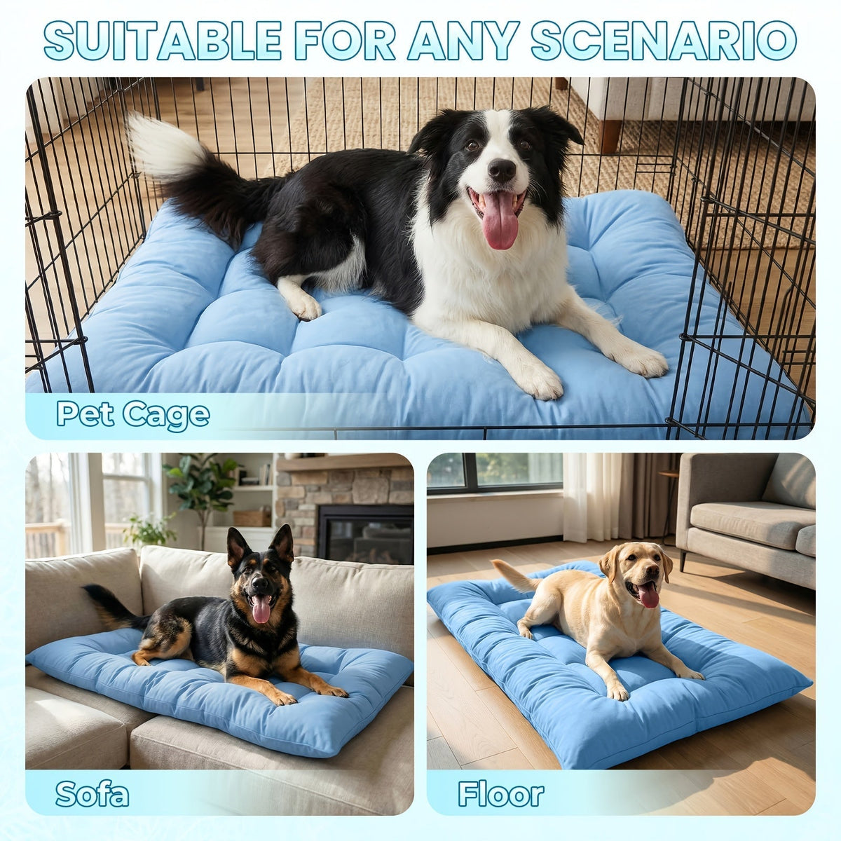 Extra Large Cooling Sofa Pet Bed with Non Slip Base and Plush Cushioning for Dogs and Cats in Summer