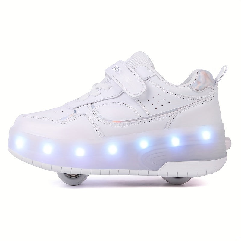Children's Roller Sneakers with Retractable Wheels and Rechargeable LED Light-Up Sole