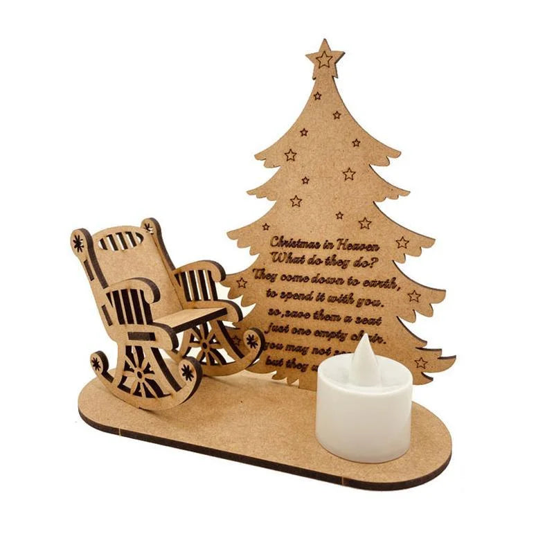 Christmas Remembrance Ornament Wooden Rocking Chair Candle Holder Memorial Tree Decoration Gift