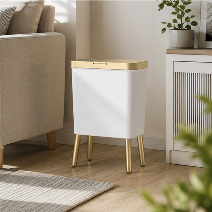 15L Odour-Sealing Trash Can, Flip-Top Waste Bin with Elevated Legs for Kitchen & Bathroom