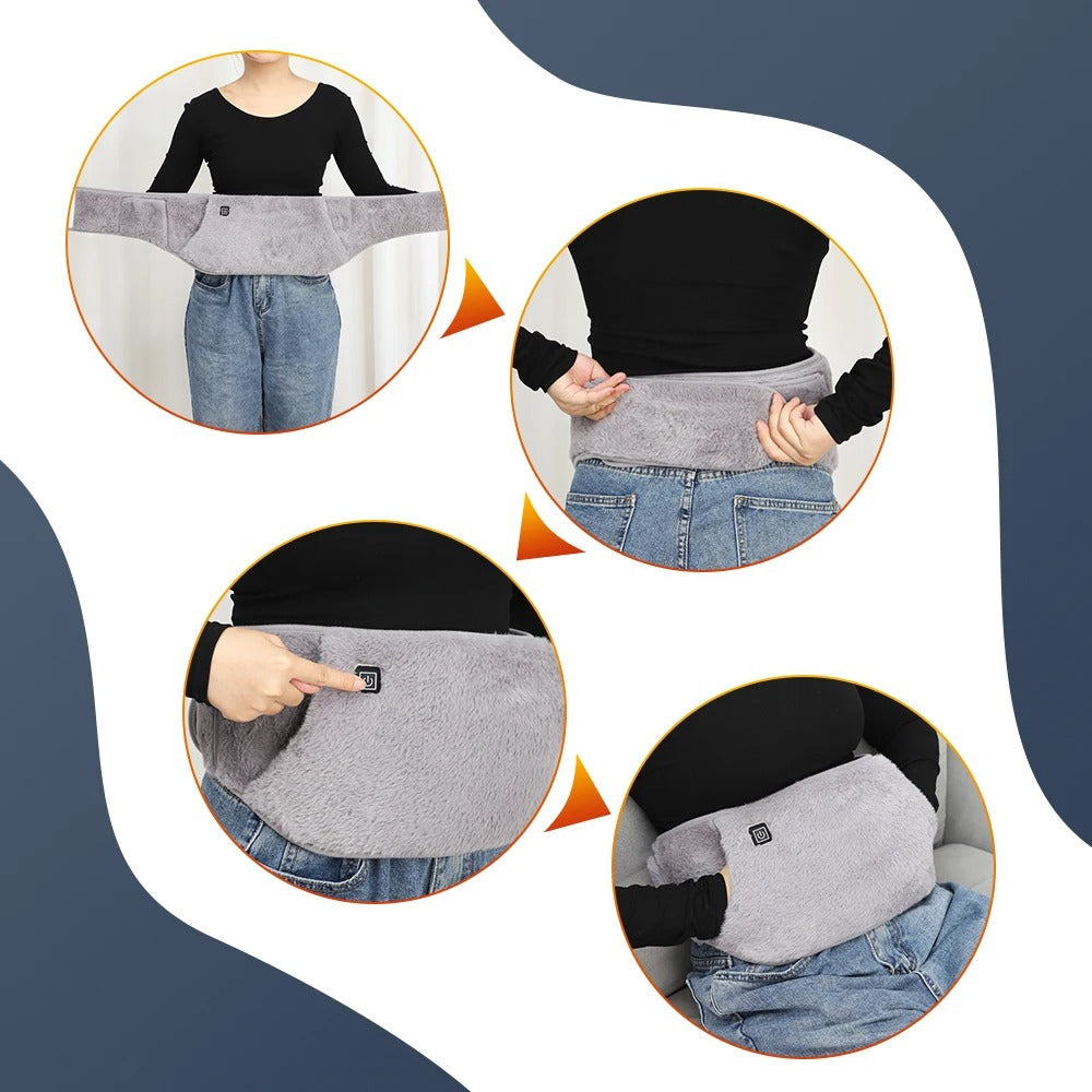 Electric Heating Belt with USB Power, Adjustable Heat Settings and Hand Warmer Pocket