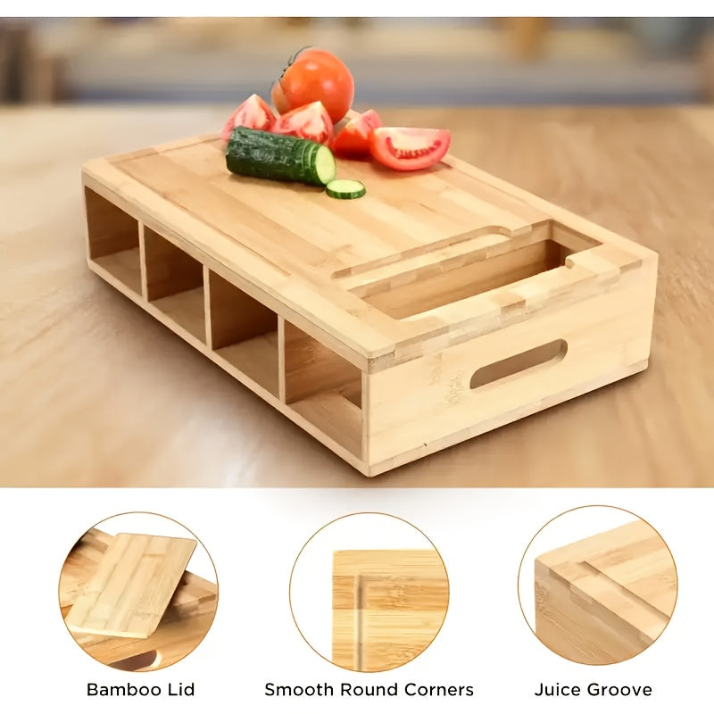 Bamboo Cutting Board with Storage Trays