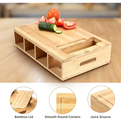 Bamboo Cutting Board with Storage Trays