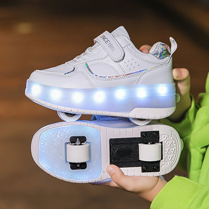 Children's Roller Sneakers with Retractable Wheels and Rechargeable LED Light-Up Sole