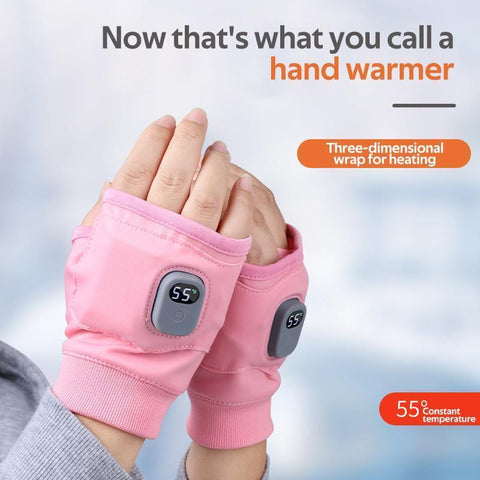 USB C Rechargeable Heated Fingerless Gloves with Three Heat Levels 1800mAh Battery One Size