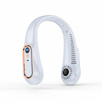 Bladeless Neck Cooling Fan with Five Speeds, Digital Display and USB Rechargeable Hands Free Design