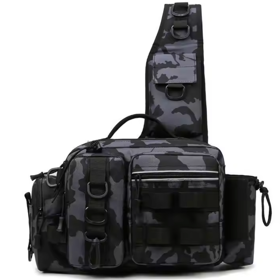 Convertible Fishing Pack with Rod Holders and Drink Holder, 5-Rod Capacity Design