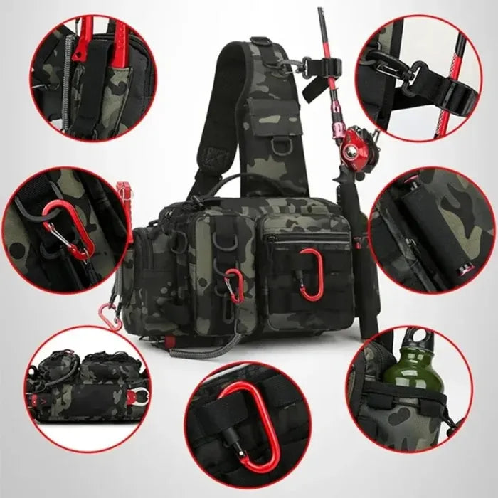 Convertible Fishing Pack with Rod Holders and Drink Holder, 5-Rod Capacity Design