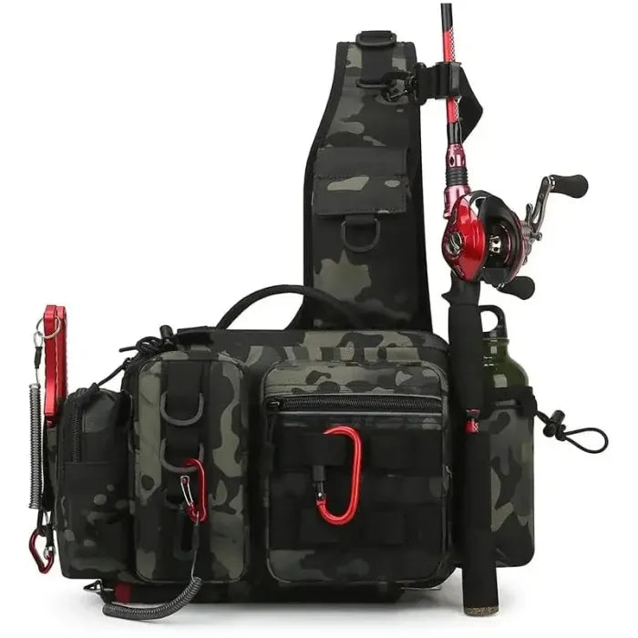 Convertible Fishing Pack with Rod Holders and Drink Holder, 5-Rod Capacity Design