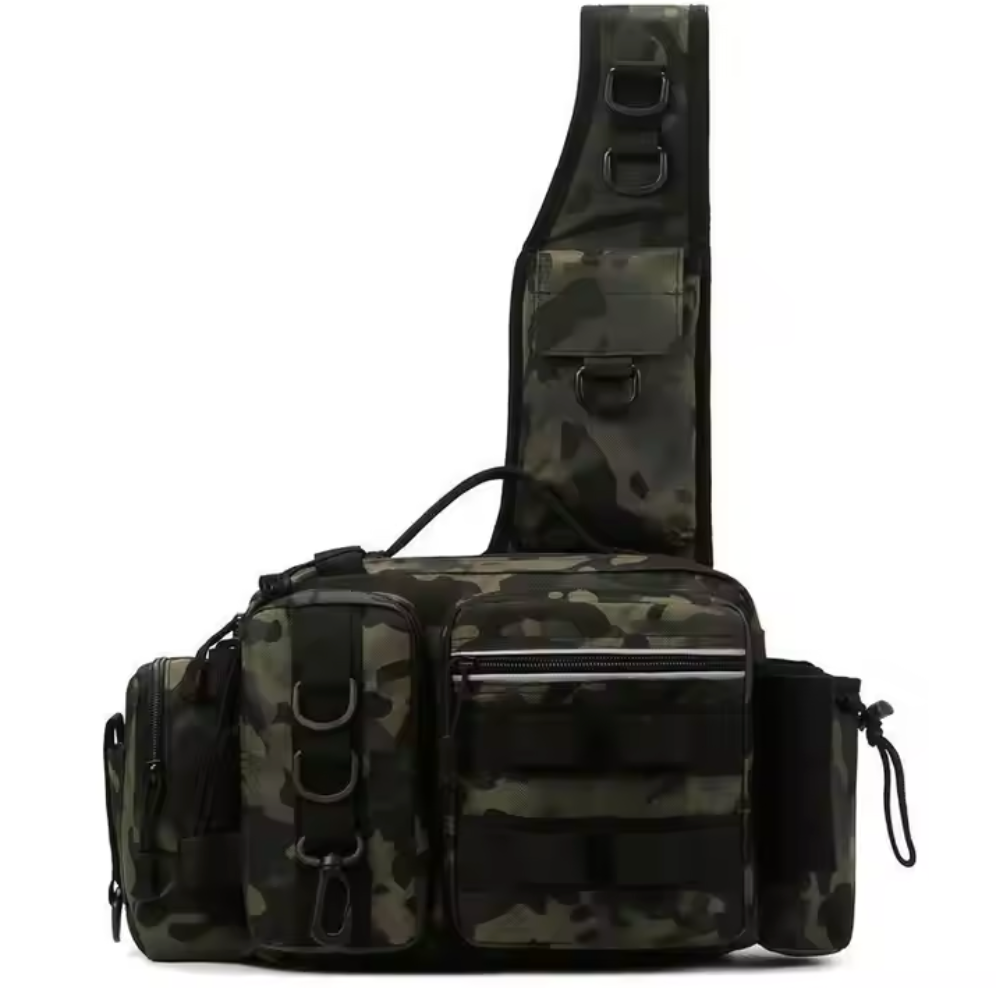 Convertible Fishing Pack with Rod Holders and Drink Holder, 5-Rod Capacity Design