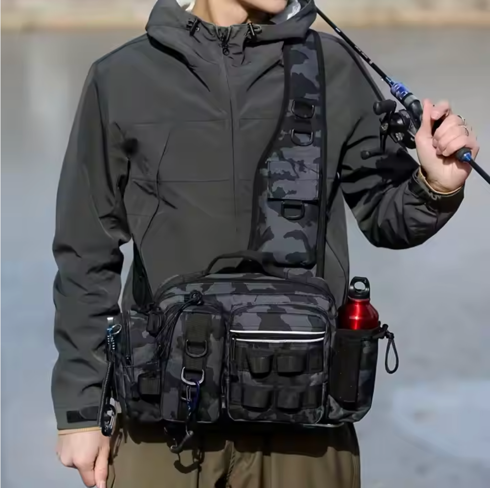 Convertible Fishing Pack with Rod Holders and Drink Holder, 5-Rod Capacity Design