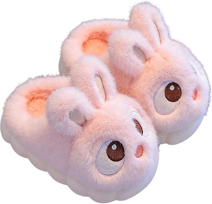 Bunny Slippers for Kids - Soft Plush Warm House Shoes, Non-Slip Sole, Slip-On Style