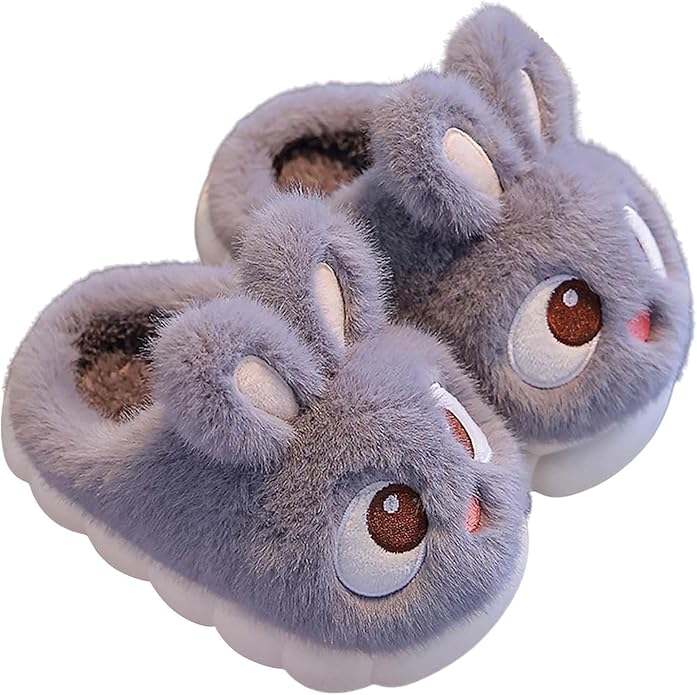 Bunny Slippers for Kids - Soft Plush Warm House Shoes, Non-Slip Sole, Slip-On Style