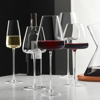 Handmade Crystal Wine and Champagne Glasses Set with Refined Elegant Table Design