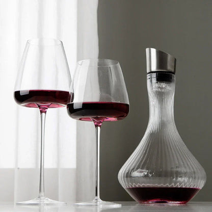 Handmade Crystal Wine and Champagne Glasses Set with Refined Elegant Table Design