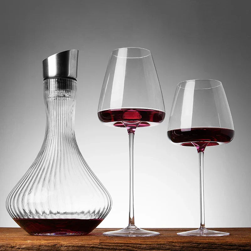 Handmade Crystal Wine and Champagne Glasses Set with Refined Elegant Table Design