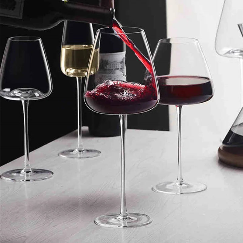 Handmade Crystal Wine and Champagne Glasses Set with Refined Elegant Table Design