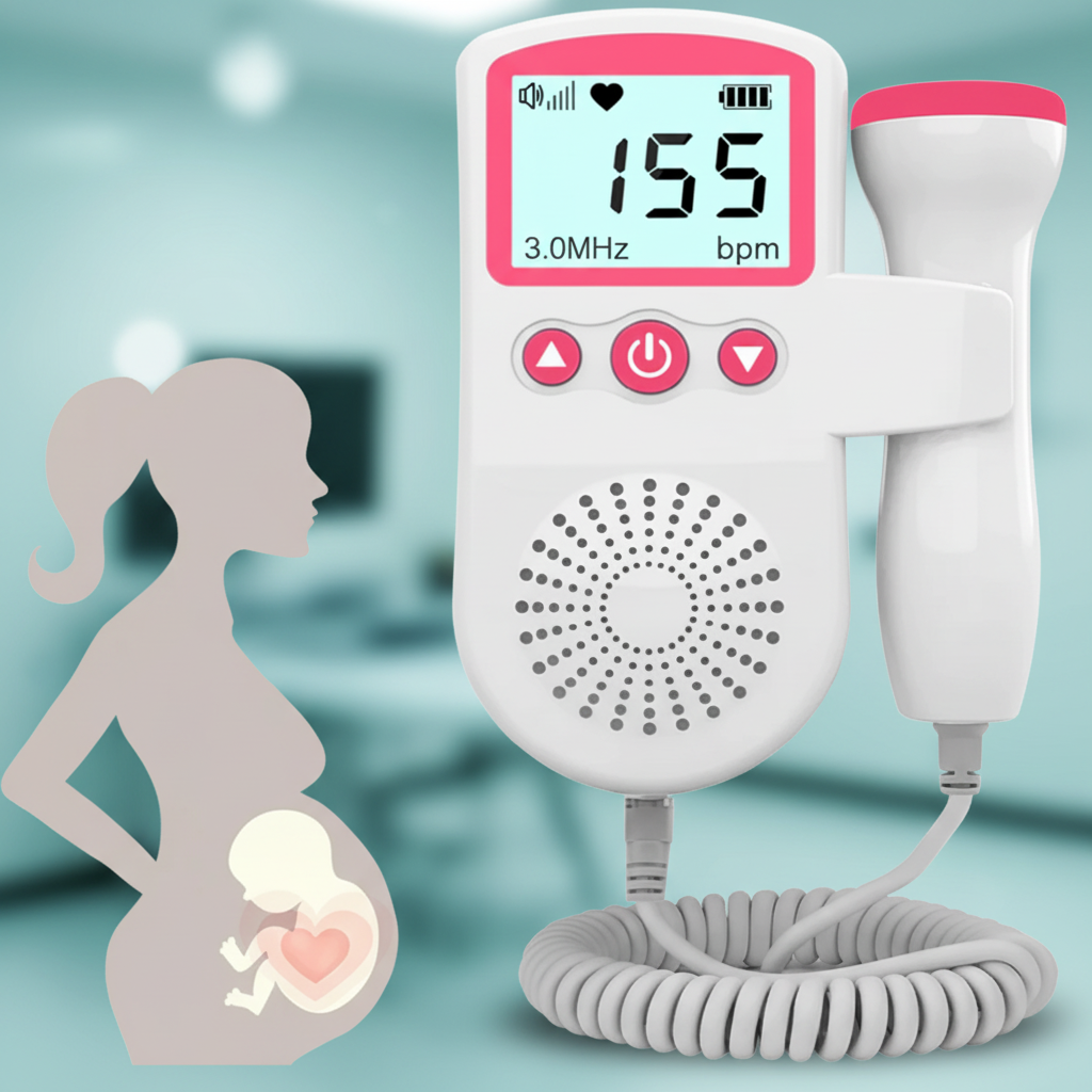 Prenatal Heart Rate Monitor Fetal Doppler with Backlit LCD Display & Built-In Speaker